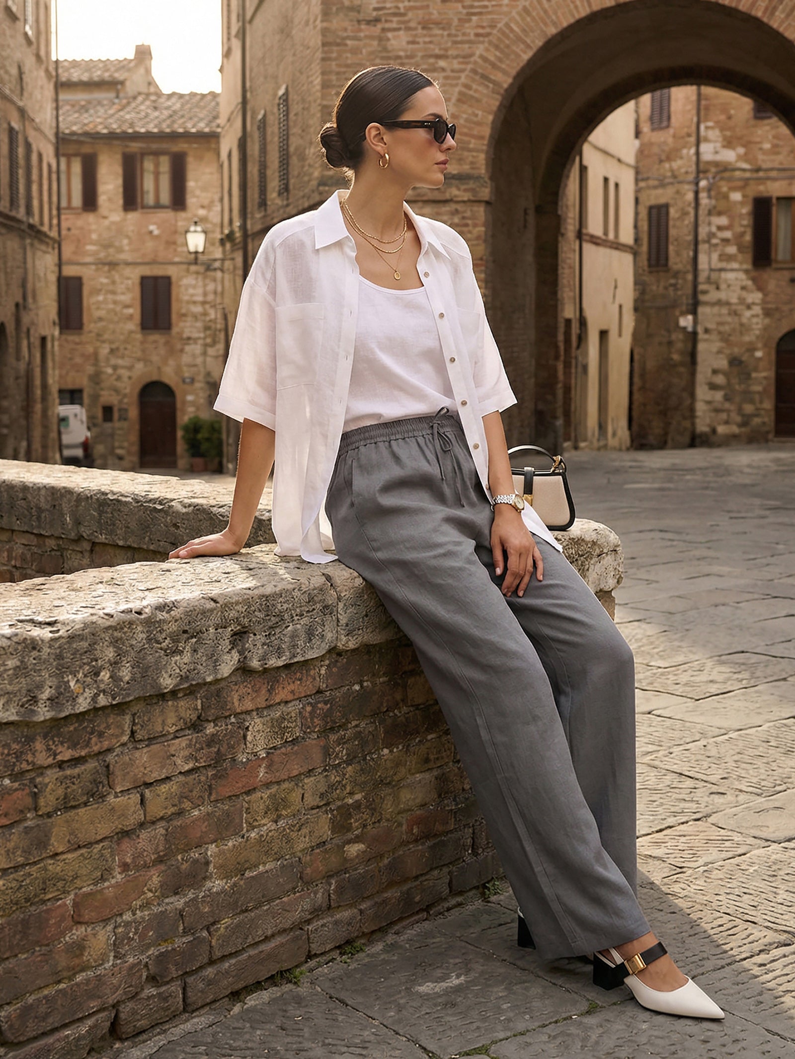 100% Linen Classic Pants LYON  DestGlow