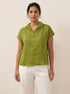 100% Linen Collared Cap Sleeve Top IVY by LINTICO