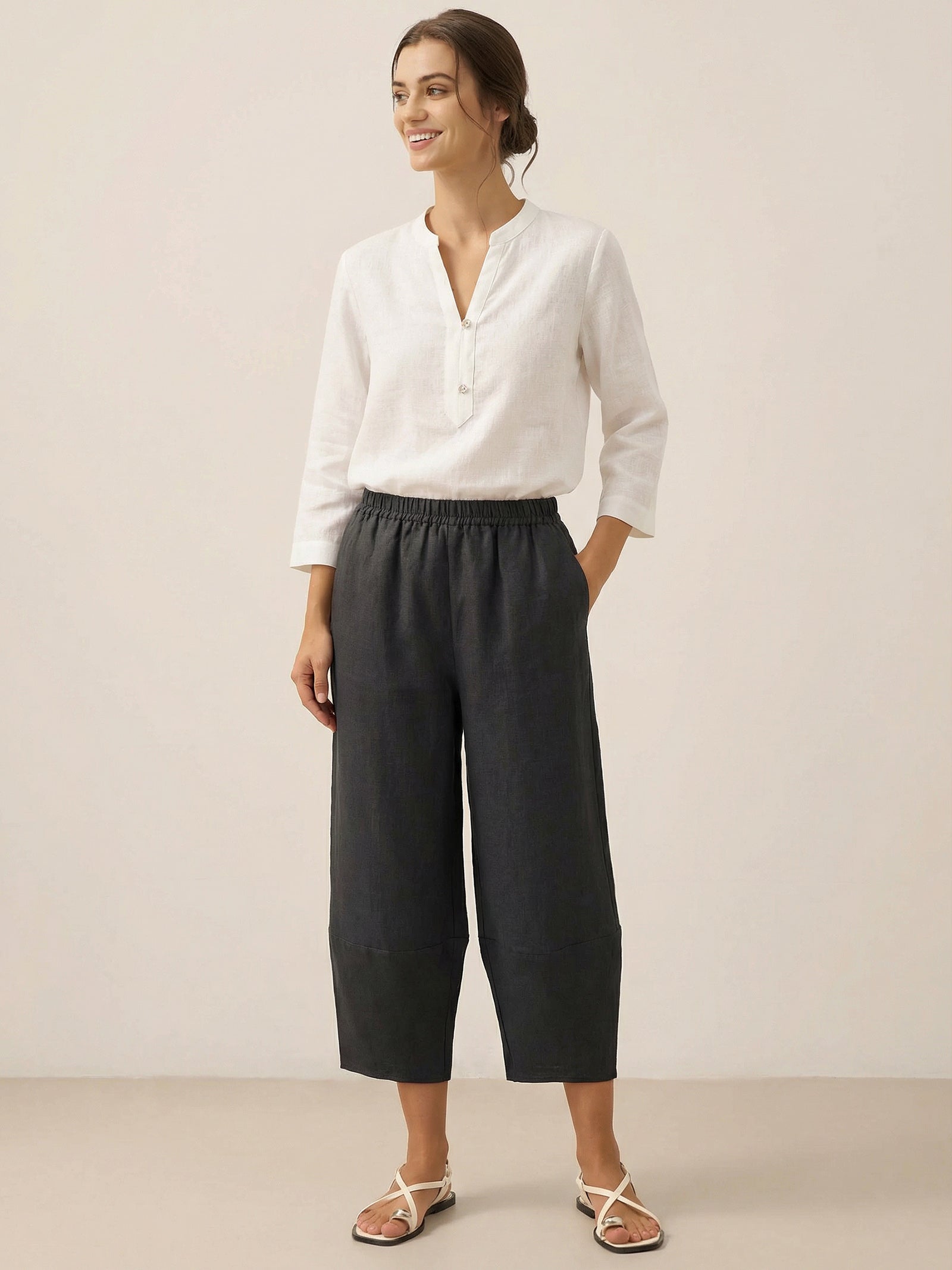 100% Linen Crop Pants RORY by LINTICO