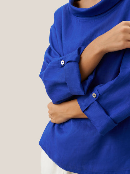 100% Linen Draped Neck Top HOLLIS by LINTICO