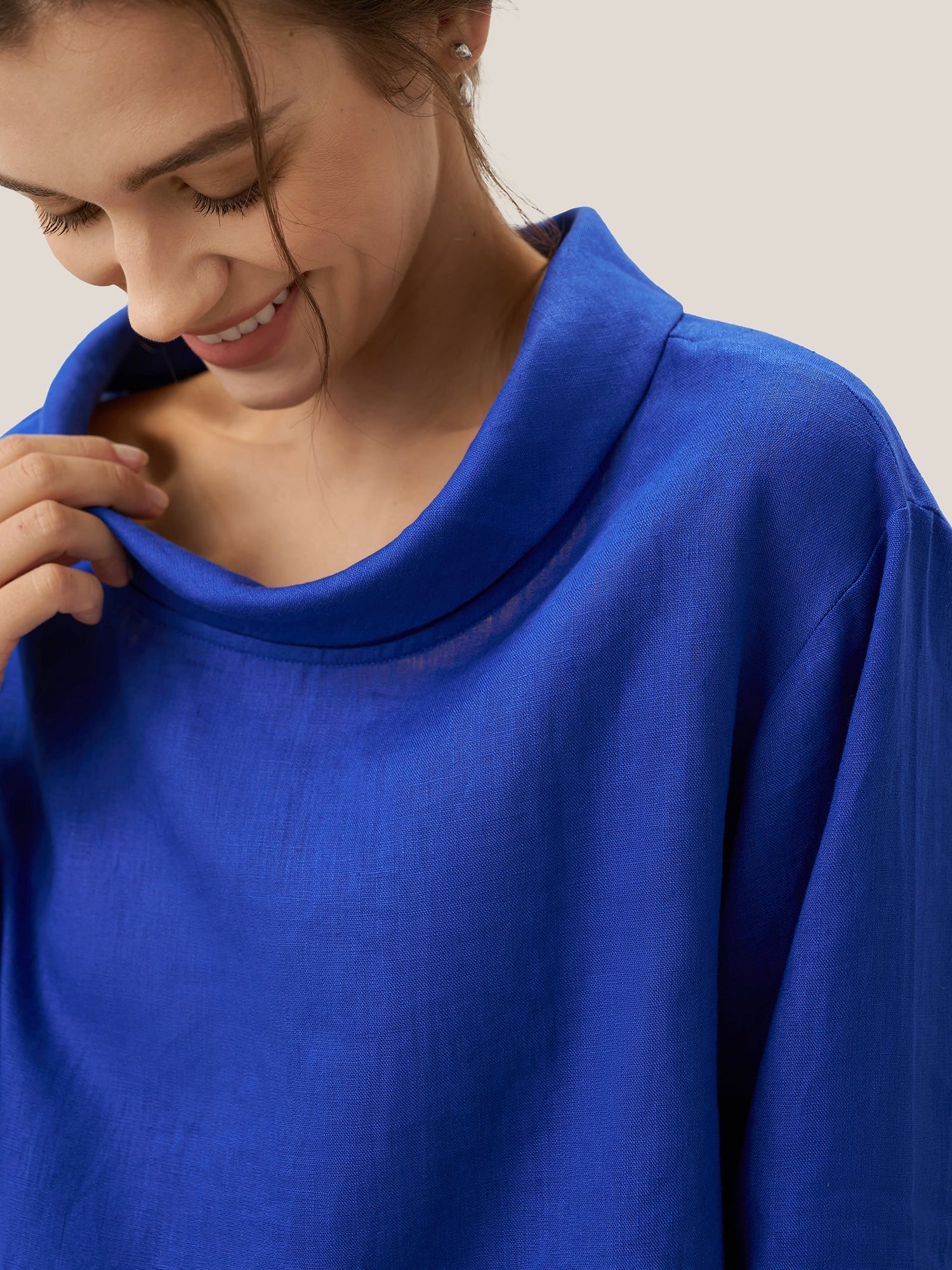 100% Linen Draped Neck Top HOLLIS by LINTICO