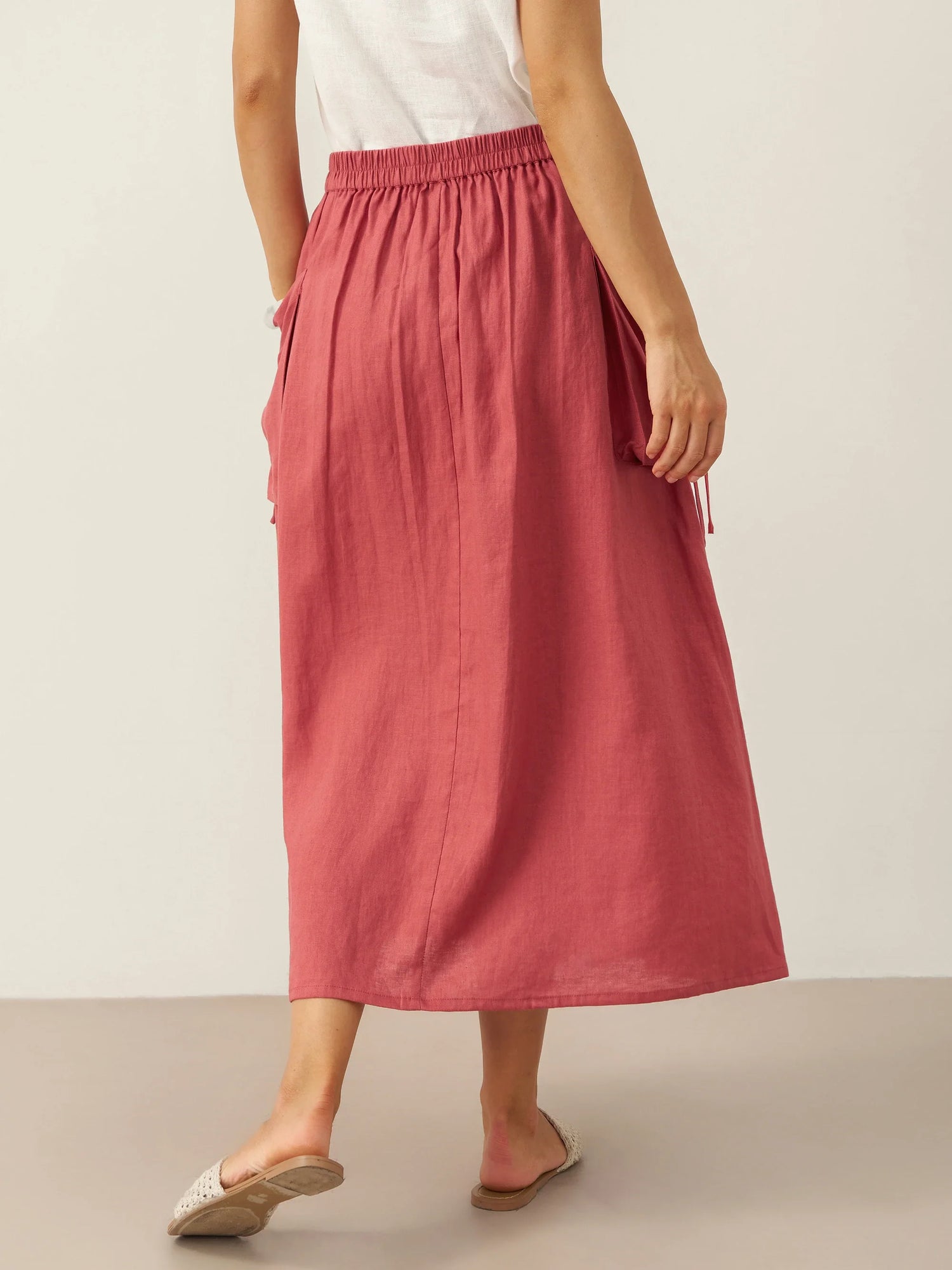 100% Linen Drawstring Pocket Skirt TESS by LINTICO