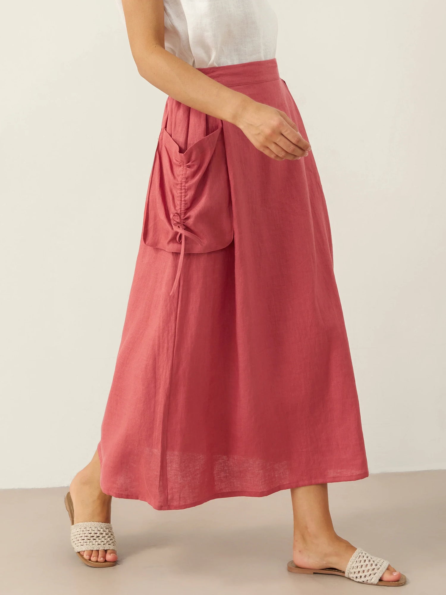 100% Linen Drawstring Pocket Skirt TESS by LINTICO