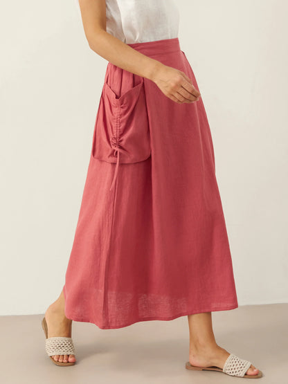 100% Linen Drawstring Pocket Skirt TESS by LINTICO