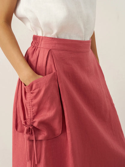 100% Linen Drawstring Pocket Skirt TESS by LINTICO