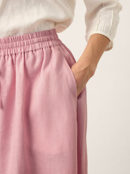 100% Linen Drawstring Lantern Maxi Skirt with Pockets ROXANNE by LINTICO