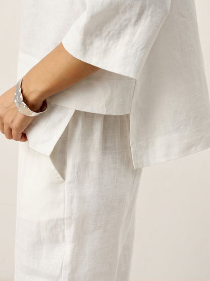100% Linen Drop Shoulder Asymmetric Layered Hem Overtop VIOLA by LINTICO