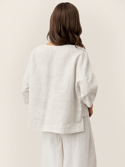 100% Linen Drop Shoulder Asymmetric Layered Hem Overtop VIOLA by LINTICO