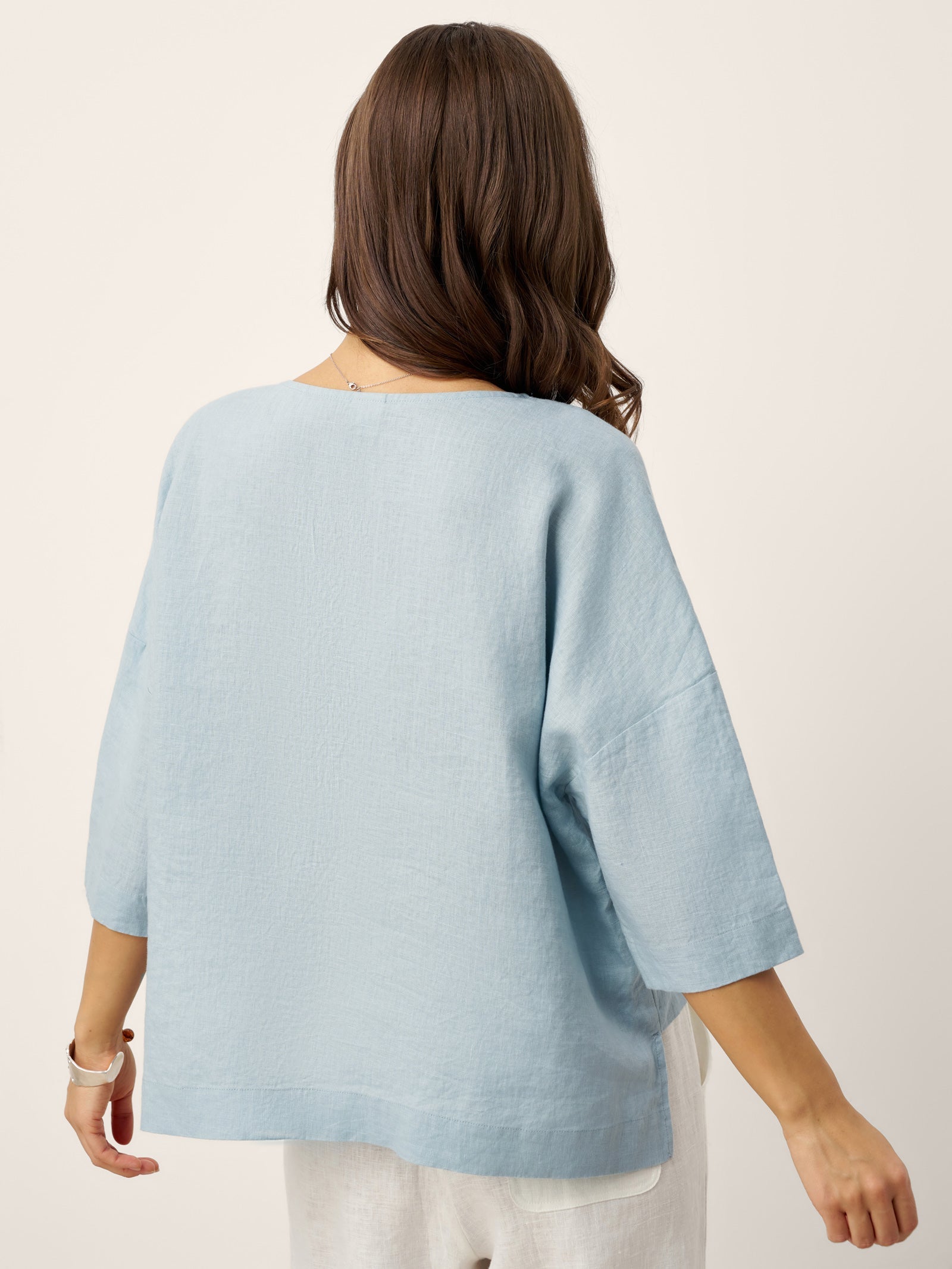 100% Linen Drop Shoulder Asymmetric Layered Hem Overtop VIOLA by LINTICO