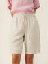 100% Linen Elastic Drawstring Waist Capri Pants XIMENA by LINTICO