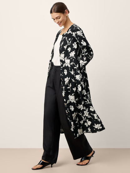 100% Linen Floral Printed Gathered Maxi Dress ELODIE by LINTICO