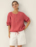 100% Linen Flutter Sleeve Drawstring Top ZOEY by LINTICO