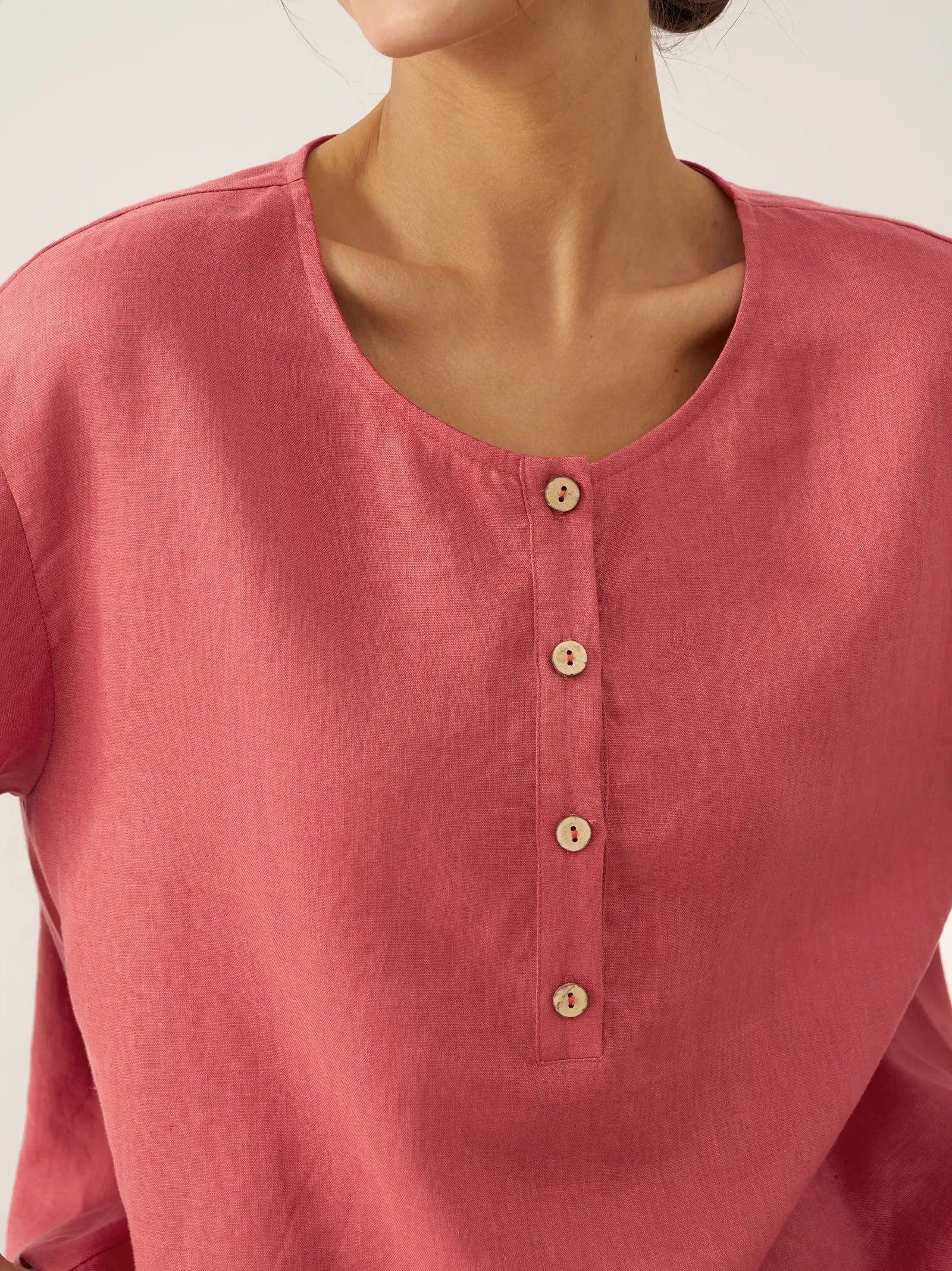 100% Linen Flutter Sleeve Drawstring Top ZOEY by LINTICO