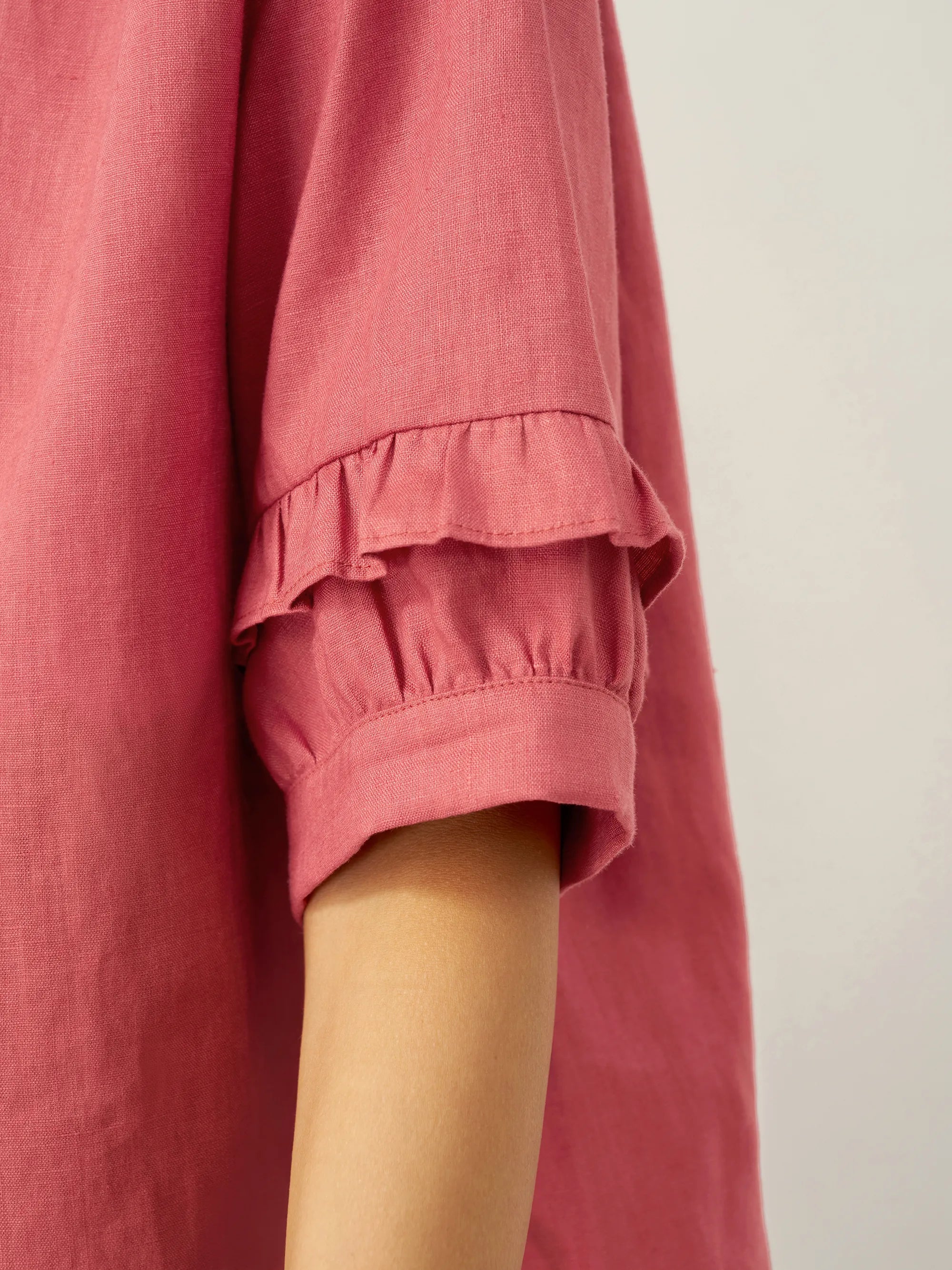 100% Linen Flutter Sleeve Drawstring Top ZOEY by LINTICO