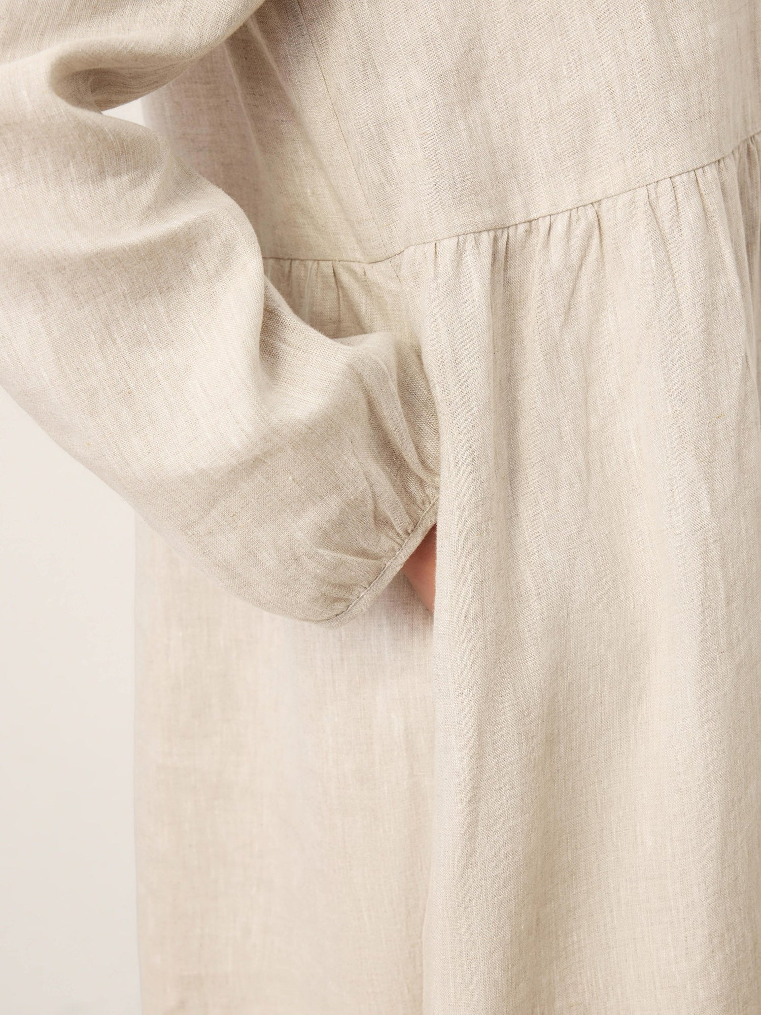 100% Linen Sculpted-Hood Caftan Midi Dress LINETTE by LINTICO