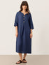 100% Linen Notch Neck Inverted Pleat Midi Dress MATILDE by LINTICO