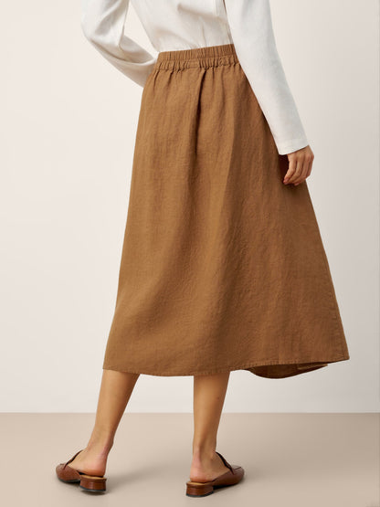 100% Linen Pleated Side Button Skirt LILITH by LINTICO