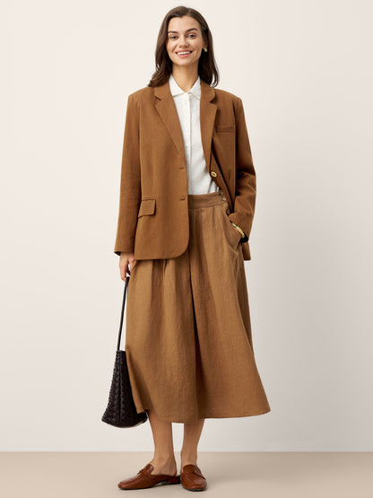 100% Linen Pleated Side Button Skirt LILITH by LINTICO