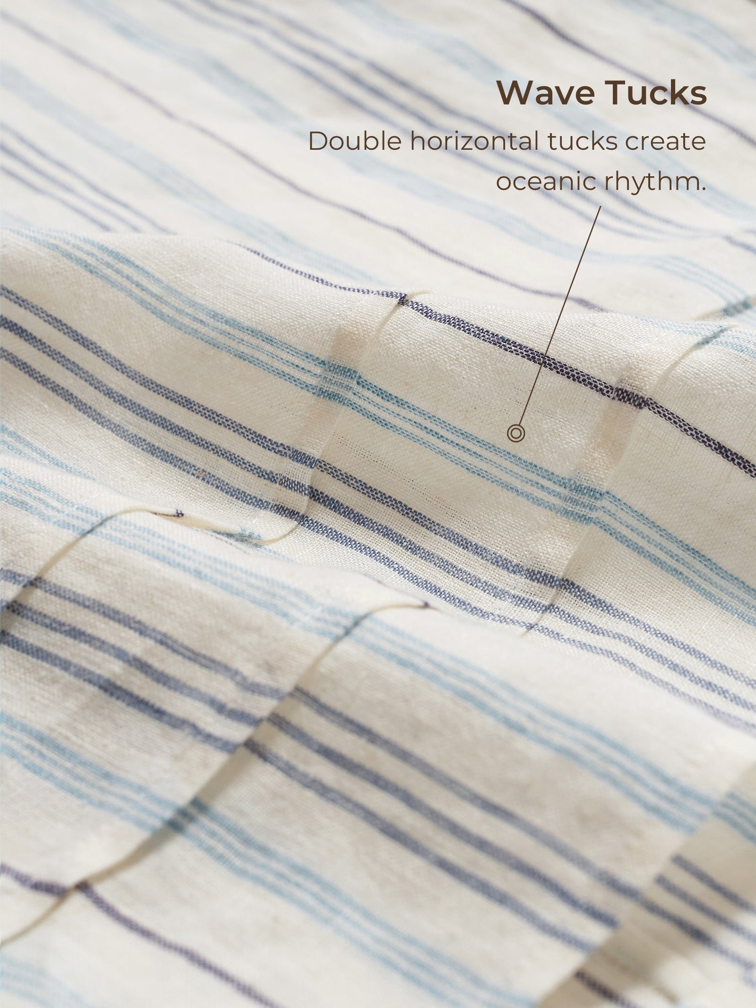 100% Linen Pleated Striped Pullover Top VIA by LINTICO