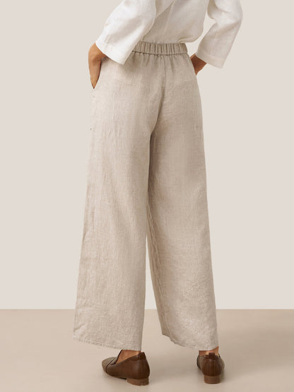 100% Linen Pocket Wide Leg Pants THALIA by LINTICO