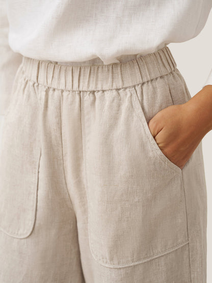 100% Linen Pocket Wide Leg Pants THALIA by LINTICO
