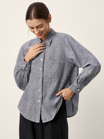 100% Linen Relaxed Drop Shoulder Pocket Shirt ASTER by LINTICO