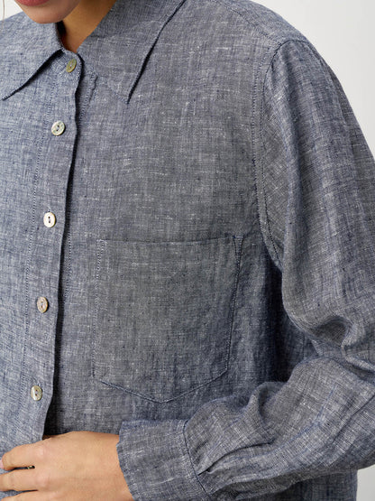 100% Linen Relaxed Drop Shoulder Pocket Shirt ASTER by LINTICO