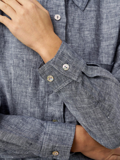 100% Linen Relaxed Drop Shoulder Pocket Shirt ASTER by LINTICO