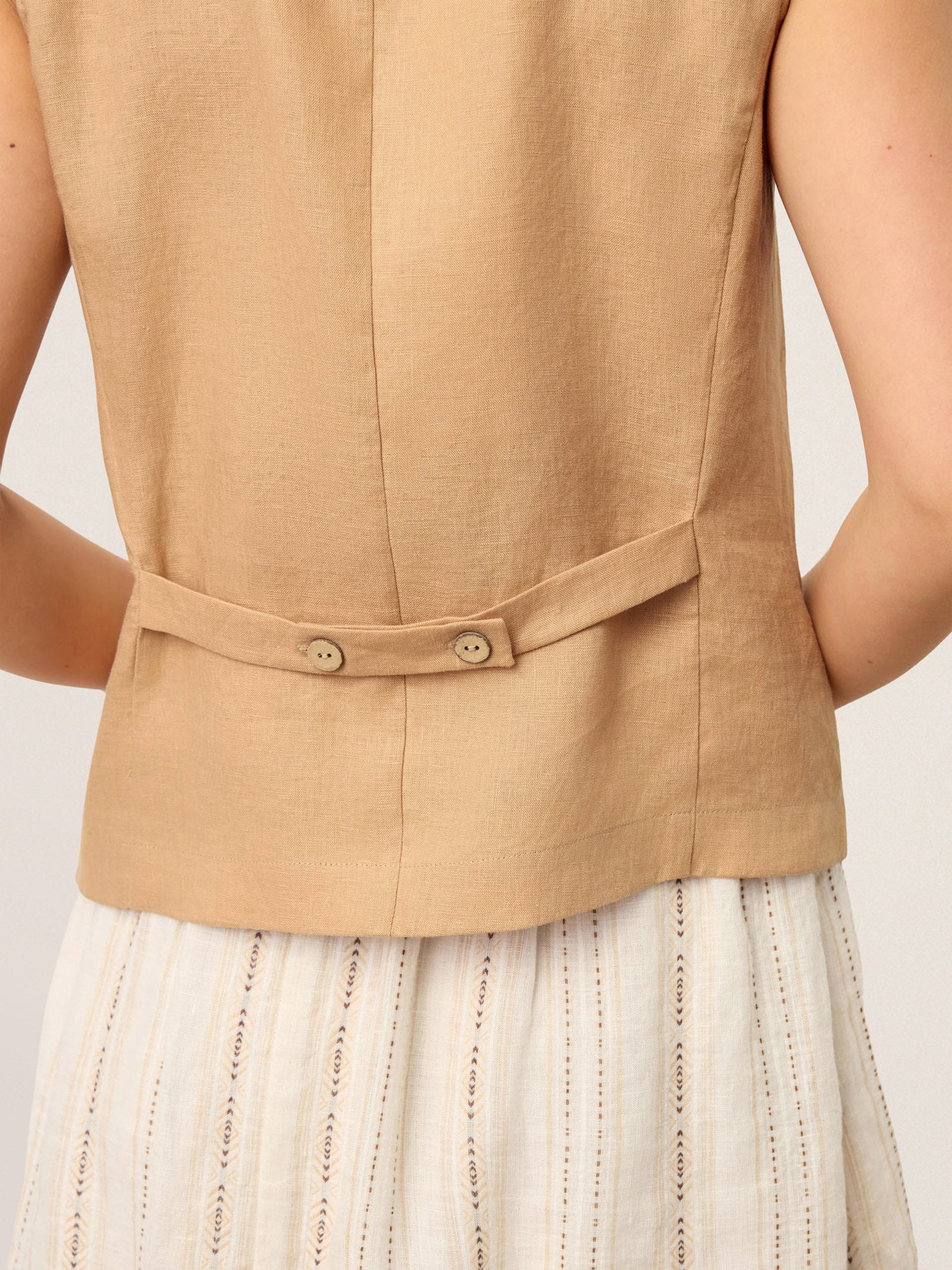 100% Linen Cinch-Back Sleeveless Tailored Vest BRONWYN by LINTICO