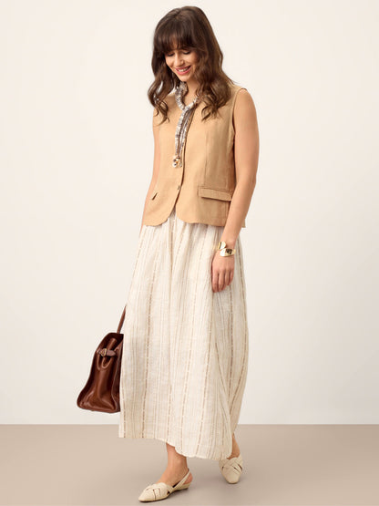 100% Linen Cinch-Back Sleeveless Tailored Vest BRONWYN by LINTICO