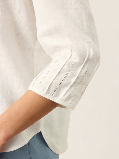 100% Linen Scoop Neck Slit Back Pullover Top FELICIA by LINTICO