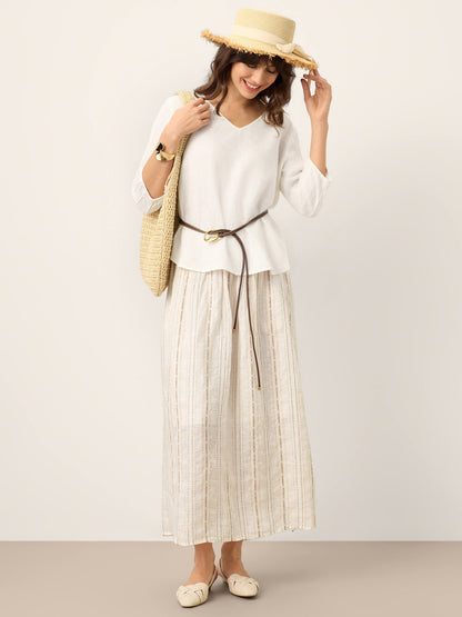 100% Linen Scoop Neck Slit Back Pullover Top FELICIA by LINTICO