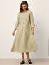 100% Linen Shirred Waistline Patch Pocket Maxi Dress MARCELLA by LINTICO