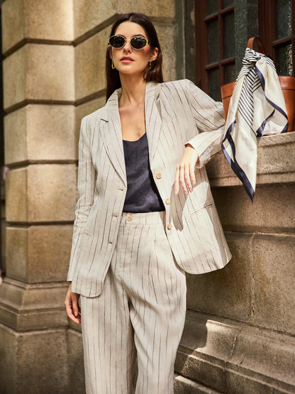 100% Linen Sketch Stripe Suit Set ELOISE by LINTICO