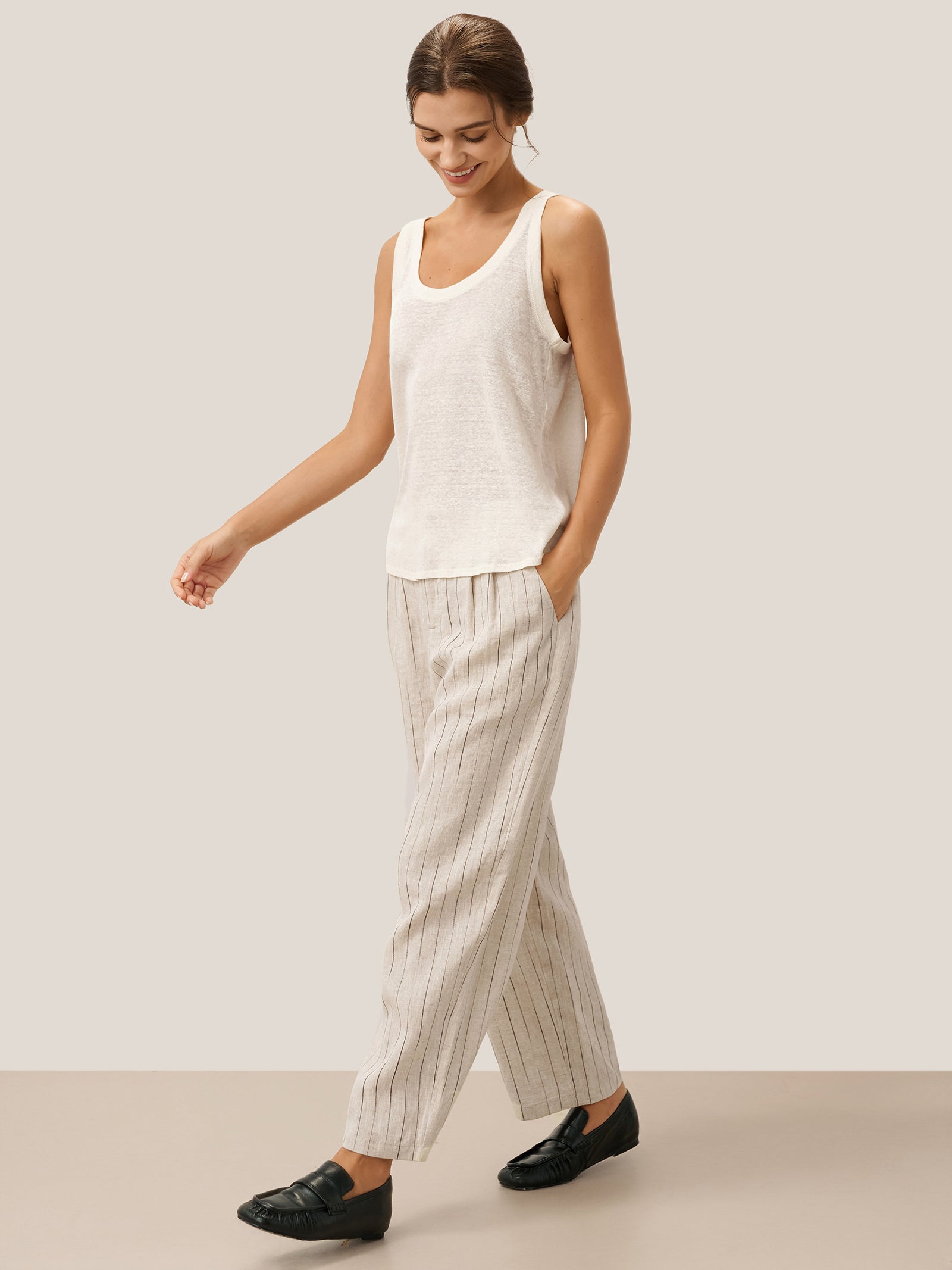 100% Linen Sketch Stripe Suit Set ELOISE by LINTICO