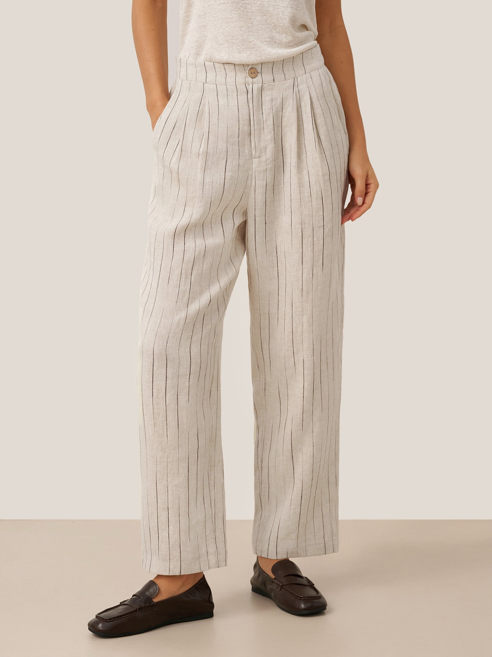 100% Linen Sketch Stripe Suit Set ELOISE by LINTICO