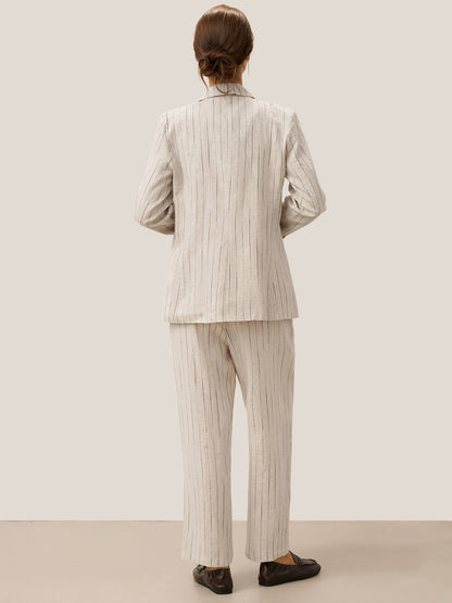 100% Linen Sketch Stripe Suit Set ELOISE by LINTICO