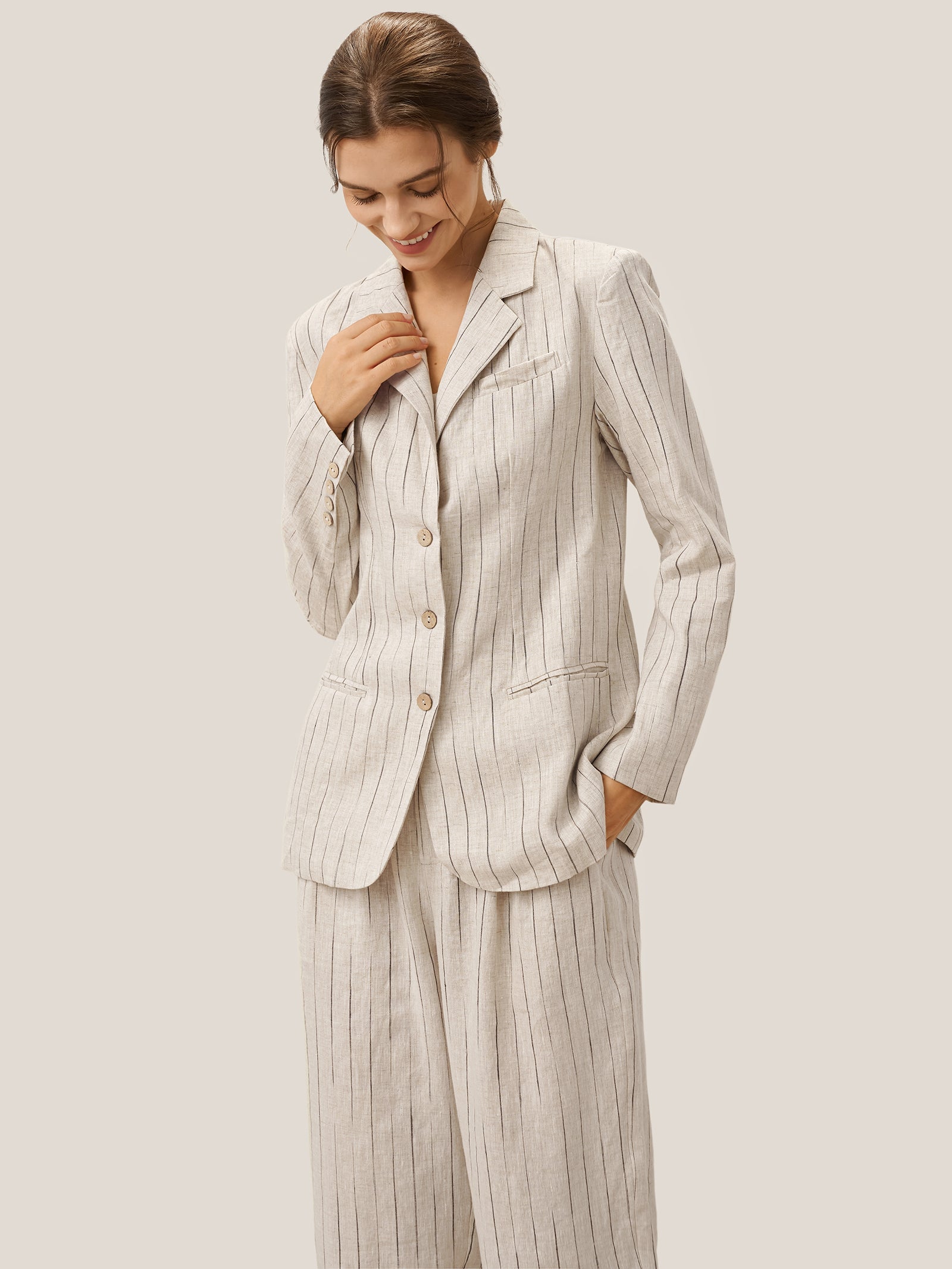 100% Linen Sketch Stripe Suit Set ELOISE by LINTICO