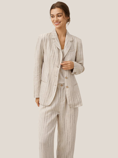 100% Linen Sketch Stripe Suit Set ELOISE by LINTICO