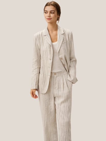 100% Linen Sketch Stripe Suit Set ELOISE by LINTICO