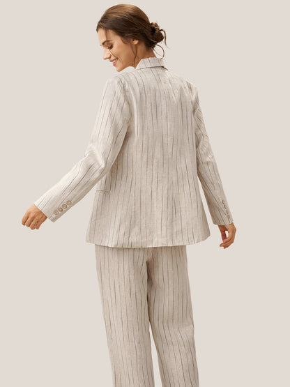 100% Linen Sketch Stripe Suit Set ELOISE by LINTICO