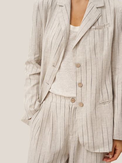 100% Linen Sketch Stripe Suit Set ELOISE by LINTICO