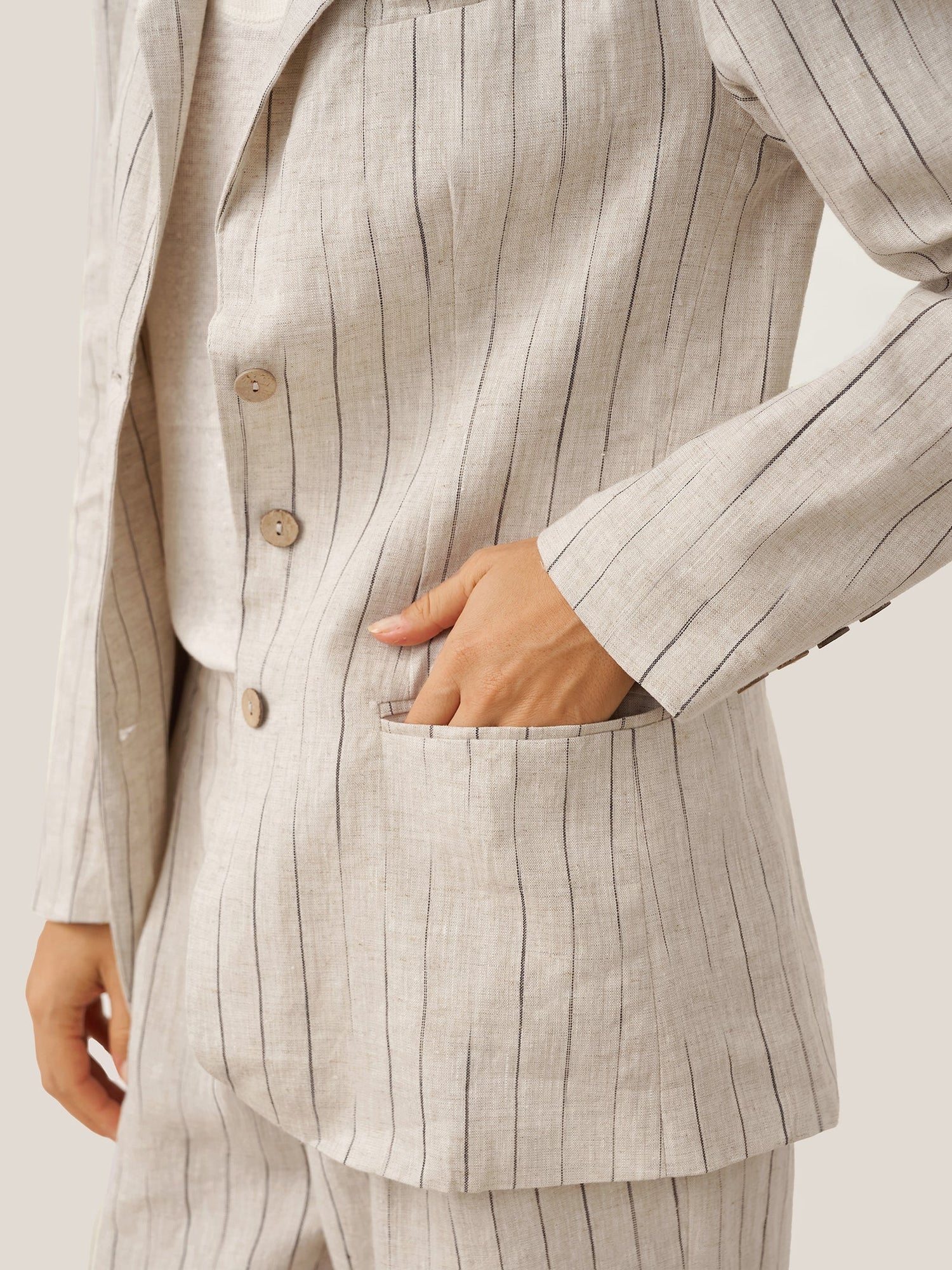 100% Linen Sketch Stripe Suit Set ELOISE by LINTICO