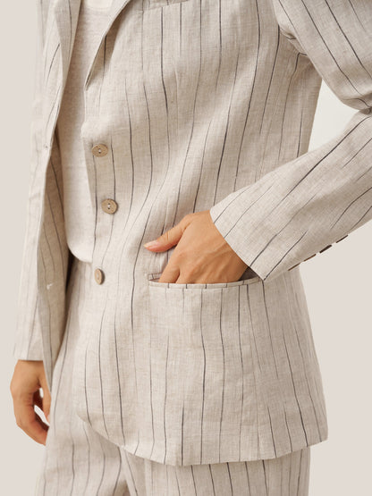 100% Linen Sketch Stripe Suit Set ELOISE by LINTICO