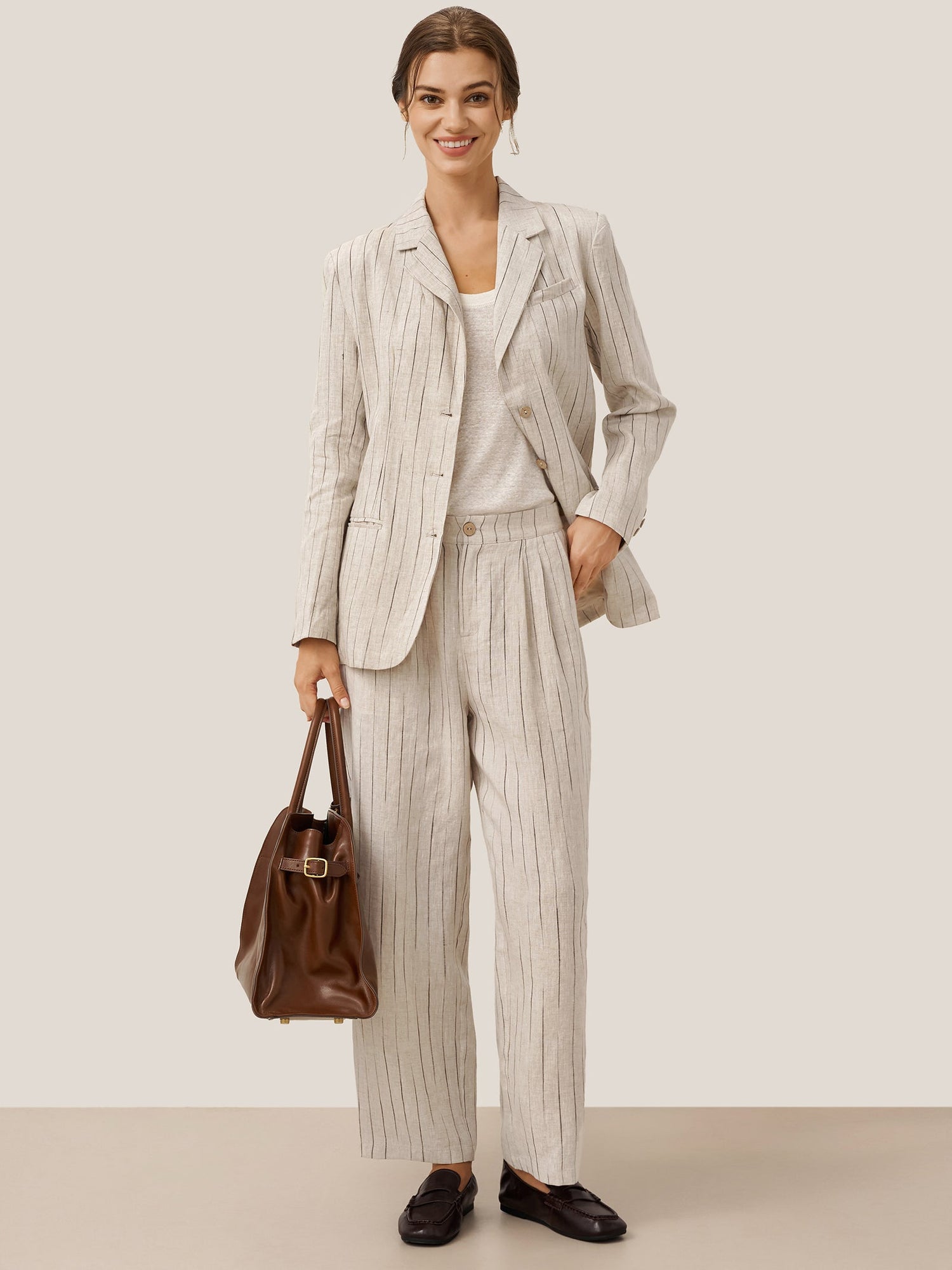 100% Linen Sketch Stripe Suit Set ELOISE by LINTICO