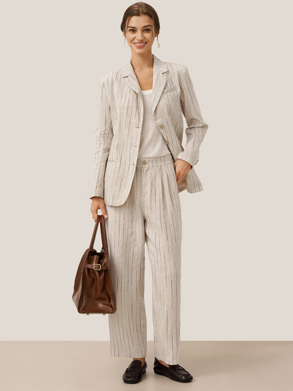 100% Linen Sketch Stripe Suit Set ELOISE by LINTICO
