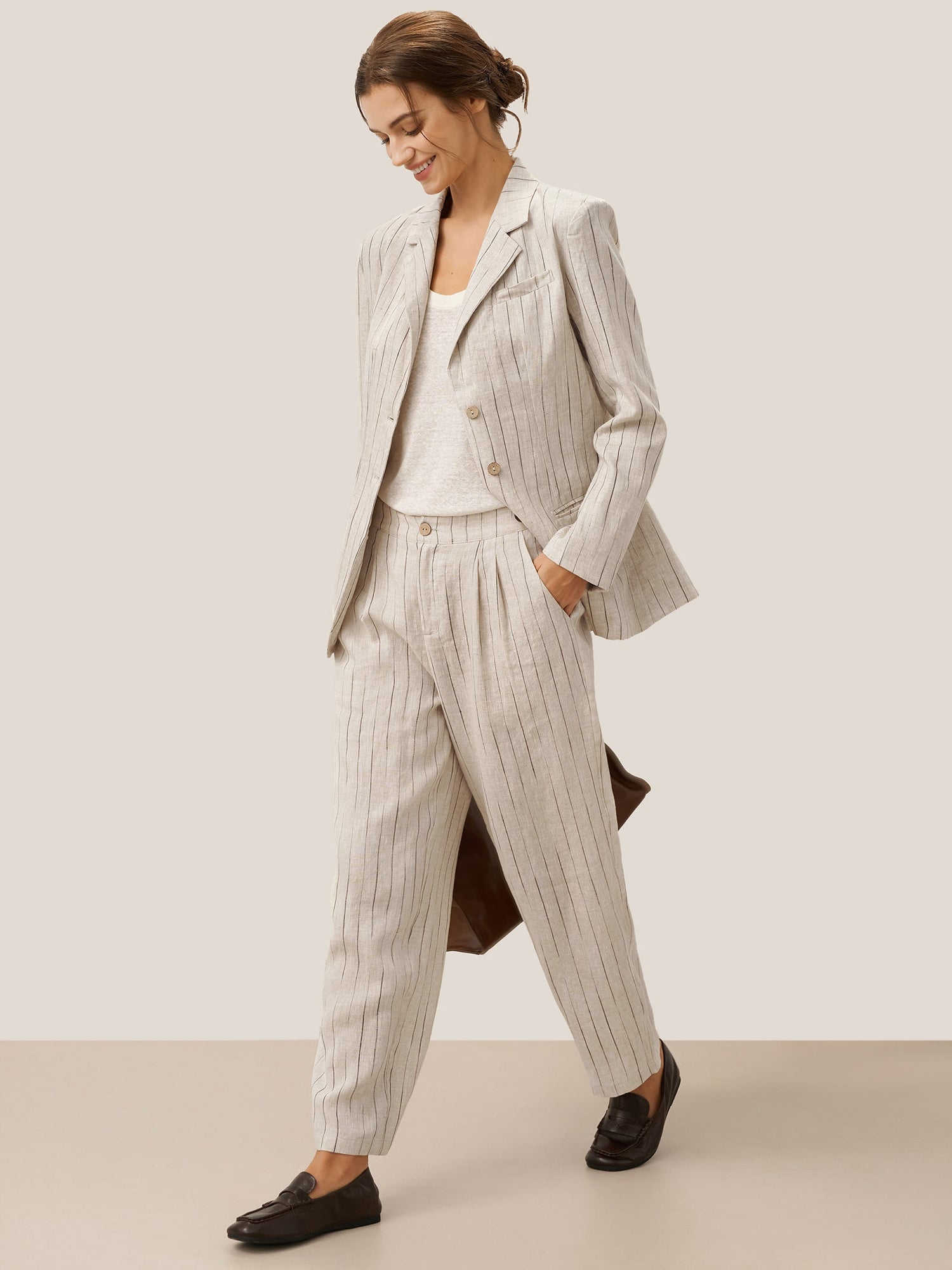 100% Linen Sketch Stripe Suit Set ELOISE by LINTICO