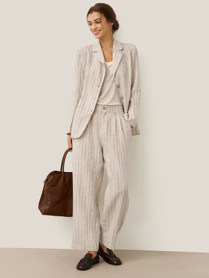 100% Linen Sketch Stripe Suit Set ELOISE by LINTICO