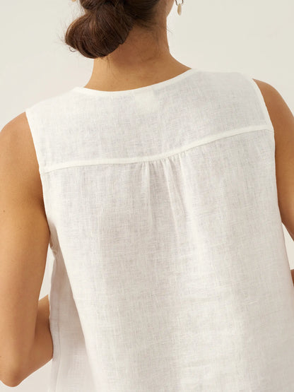 100% Linen V-Neck Sleeveless Tank Top NICOLE by LINTICO