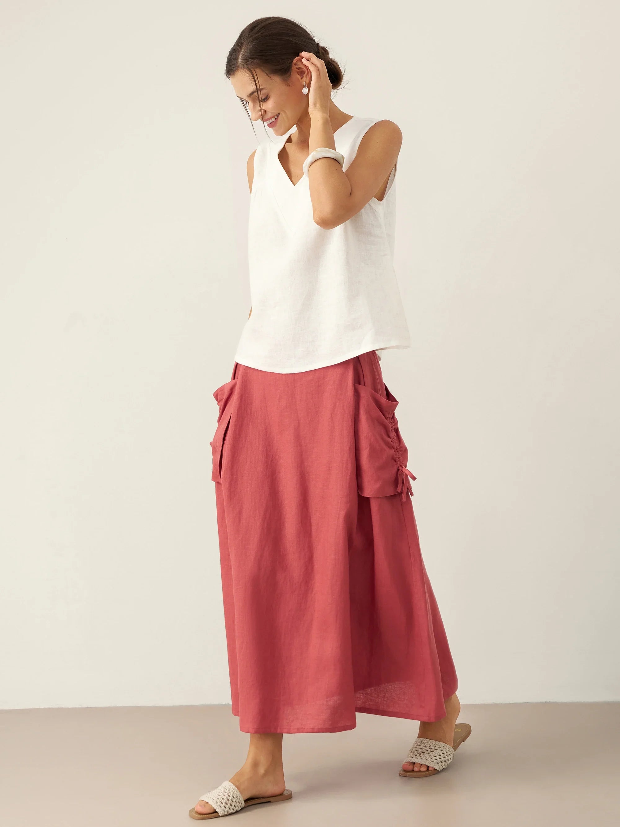 100% Linen V-Neck Sleeveless Tank Top NICOLE by LINTICO